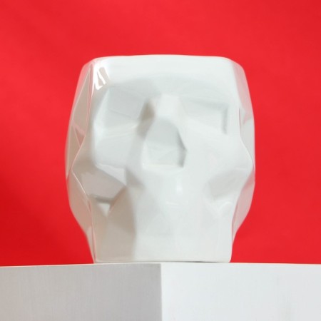 Ceramic “Skull” mug white, 500 ml, white color-2