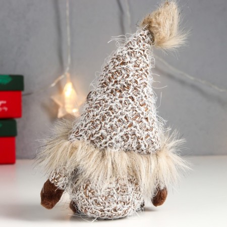 Interior doll "Santa Claus in a knitted cap with fur" 16x9x7 cm-3