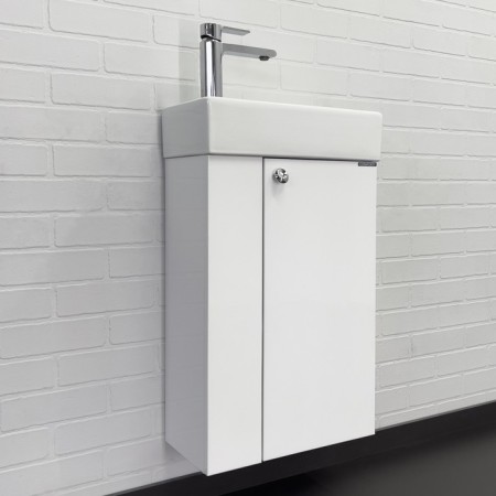 Comforty-Moillete Comfort “Asti-40, white gloss with a sink, 9140