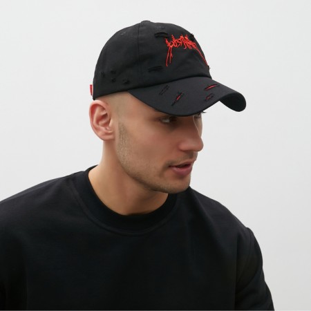 Men's baseball cap with minku cuts Black color, river 58-3
