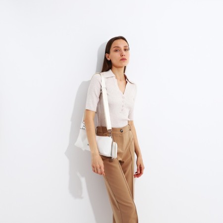 Bag Cross-Bodi with a zipper, white color-9