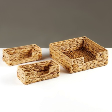A set of 3 baskets "Golden Kolos", 26 x 9 cm, water hyacinth