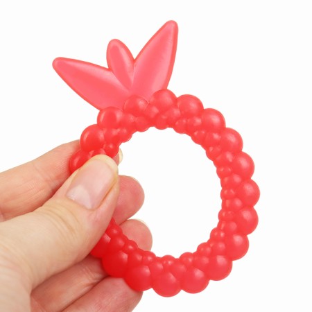 Silicone teether "strawberry", mix color, button-4