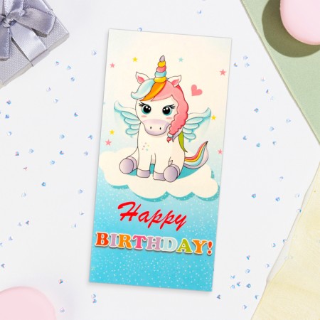 Money envelope "Happy Birthday!" Unicorn, 16x8 cm
