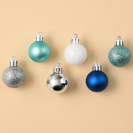 Christmas balls New Year, for the New Year, plastic, d = 3 cm, 16 pcs., The color is blue, silver, blue and white-1