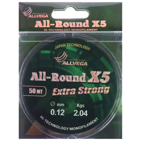 Monophile ALLVEGA ALL-ROUND X5, diameter 0.12 mm, test 2.04 kg, 50 m, transparent-1