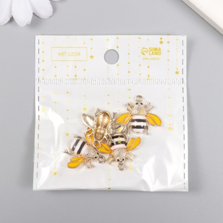 Decor for creativity metal, enamel "White bee" 2.4x2.1 cm-3