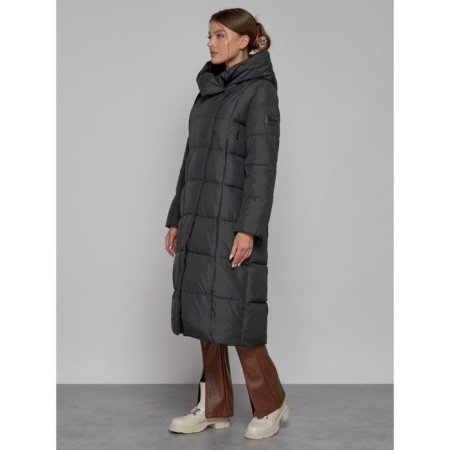 Coat insulated winter female, size 42, dark gray color-13