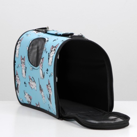 Bag - Animal Carrying "Playing Catets", Blue, Size M, 40 x 21 x 27 cm-4