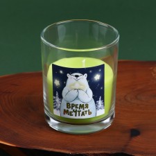 New Year's candle in a glass of “Dreaming Time”, aroma of a green apple, 7 x 7 x 8.5 cm.