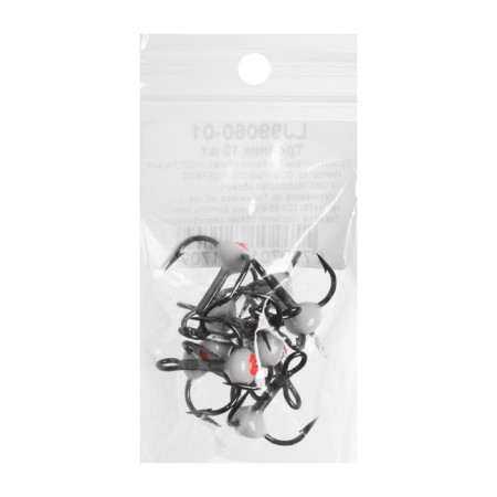 Triple hooks for Lucky John lure with colored drops, color f, No. 06, 10 pcs.