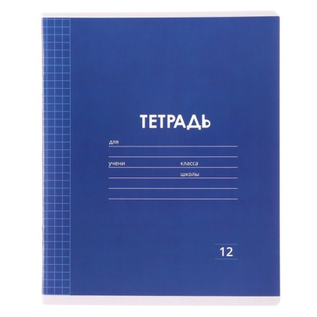Notebook 12 sheets in a cage plain "Classic Linovka. Economy", cover coated paper, VD-smelships, block No. 2 (gray sheets), mix-6