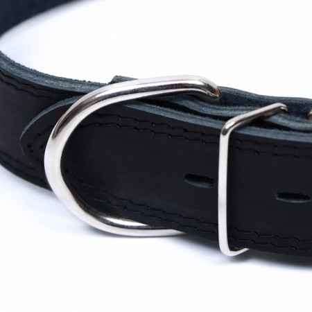 Collar of two-layer leather on suede, 3.5 cm, osh 41-51 cm, black-3