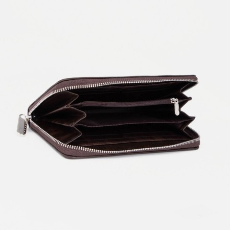 Male purse with lightning, department for bills, for cards, for coins, brown color-2