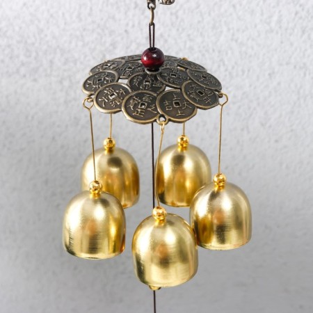 Wind Music Metal "Turtle on Coins" 5 bells 41x6 cm-2