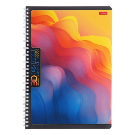 Notebook A4, 96 sheets in a cage on the crest "Abstraction", cover coated cardboard, glossy lamination, block 65 g/m2, 4V mix-5