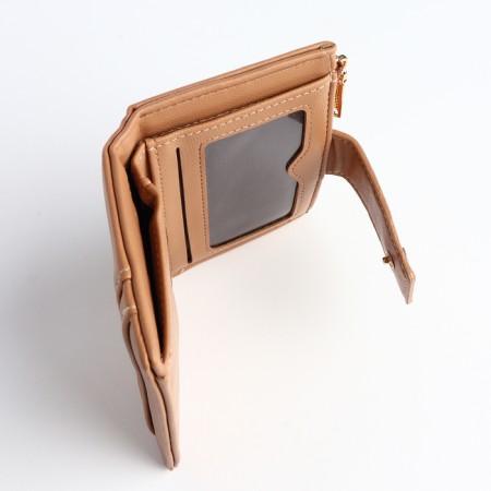 Women's wallet on the button, beige color-4