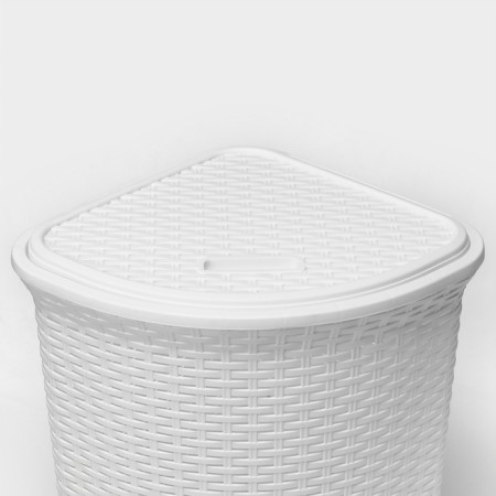 Corner underwear basket with a rattan lid, 60 l, 40 × 40 × 58 cm, white color-2