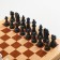 Chess 32 x 32 cm, plastic board and figures, h-o-4 to 7 cm, d-2.6 cm, field for backwards