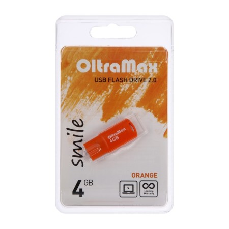 OLTRAMAX flash drive, 4 GB, USB 2.0, Thu up to 20 MB/s, PLO up to 10 MB/s, Orange-3
