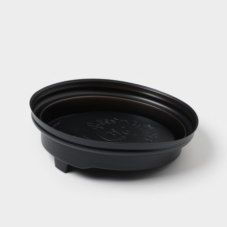 Plastic disposable lid for a glass black, with a valve, d = 9 cm-3