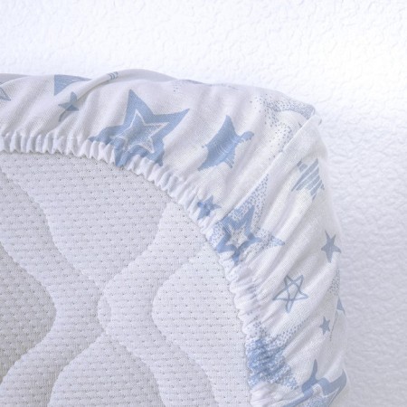 Sheet on the elastic band "Stars", size 60x120 cm, white color-3