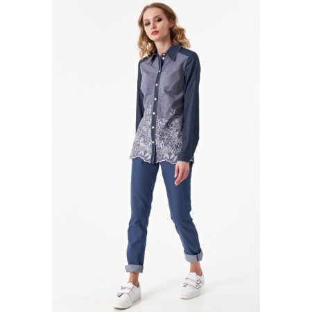Female shirt, size 48, blue, blue color-3