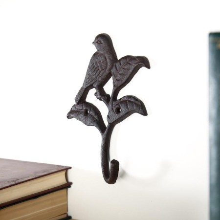 Decorative metal hook "Bird and leaves" 18x12x4 cm-1