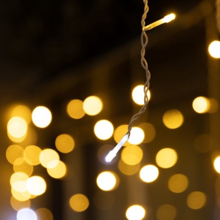 Garland "fringe" 6 × 0.7 m, IP44, UMS, white thread, 120 LED, warm white glow, flicker, 220 V-2