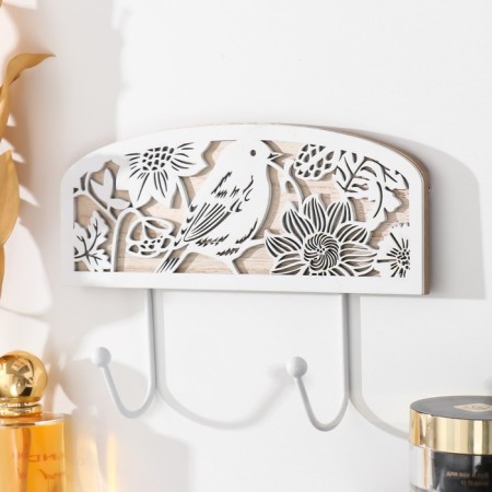 Decorative tree hooks "Bird in the flower garden" 21x1x16 cm-1