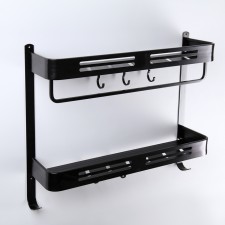 2-tier shelf, 50 × 12.6 × 43.6 cm, black color