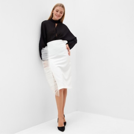 Women's skirt Minaku: Partydress Milk color, river 46-4