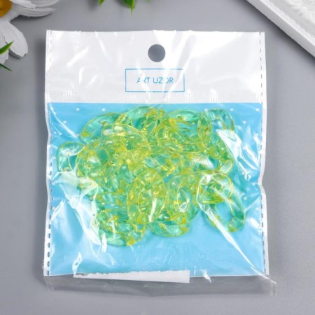 Decor for creativity plastic "Ring for the chain" transparent yellow set 25 pcs 2.3x1.65 cm-3