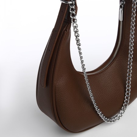 Bag Women's Sobo on the zipper Textura, average size, brown color-3