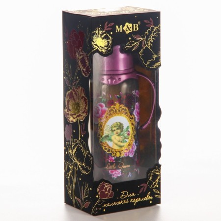 Little Queen feeding bottle, classic throat, with handles, 250 ml., 3 months, gold collection-7