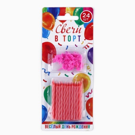 Candles for the cake, pink, 24 pcs., 7 x 17 cm.-3