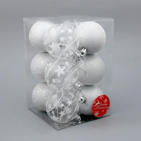 Set of balls plastic D-6 cm, 12 pcs "Milky Way" White-1