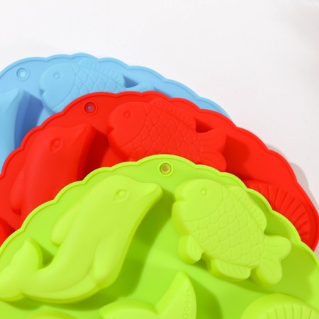 Baking uniform "Sea inhabitants", silicone, 26 × 24 × 2.5 cm, 7 cells, color mix-10