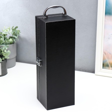 Casket wood, leatherette for a bottle "smooth leather" 4 items 36x11x12 cm-6