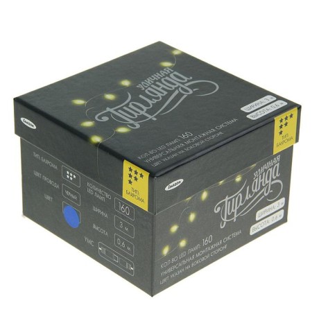 Garland "fringe" 3 × 0.6 m, IP44, UMS, dark thread, 160 LED, blue glow, 220 V-6