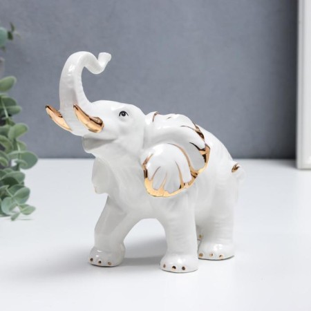 Souvenir Ceramics "Snowthrough Elephant" with gold 17 cm-1