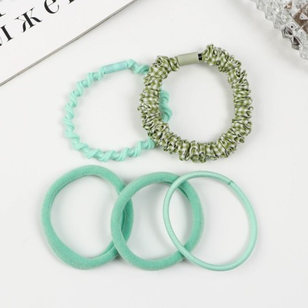 Hair elastic band "Jeanette" (set of 5 pcs) stripes, 5 cm, mix-1