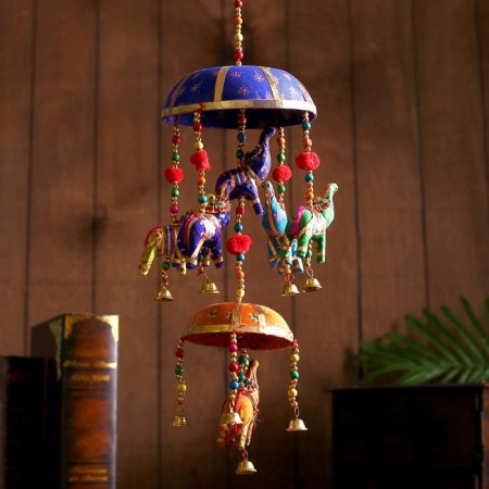 Interior suspension with bells "Elephants" 15x15x41 cm mix-5
