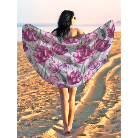 Pareo and beach rug "Life blooms", d = 150 cm