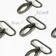 Metal carbine, 45 × 38 mm / 32 × 2.7 mm, 10 pcs, black nickel color