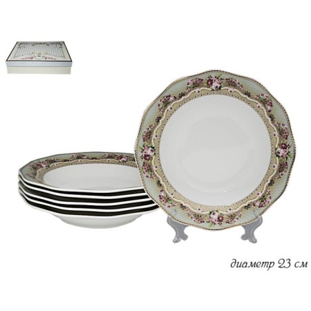A set of deep plates Lenardi "Malachite", D = 23 cm, 6 pcs