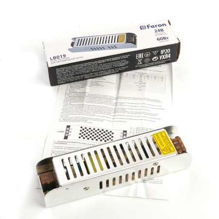 Electronic transformer for 24 W LED tape, Feron, LB019, 2.5A, 60 W-3