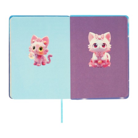 Notebook Gift Book 96l, line, colored cut, PVC Cat cover 3D (17.7x12.4cm)-8