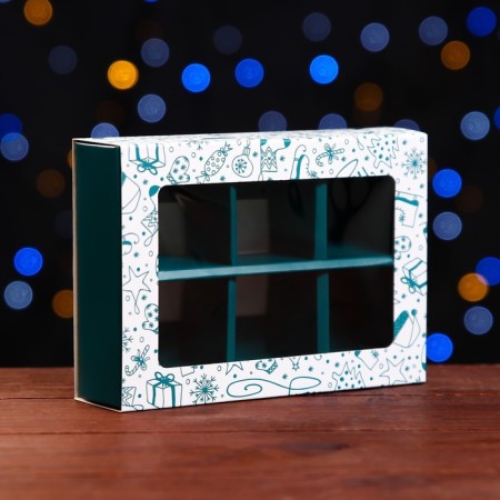 New Year. Box under 6 sweets "Winter Fun", 13.7 x 9.8 x 3.8 cm, confectionery packaging-4