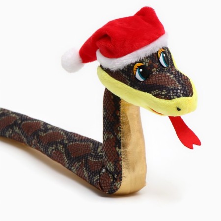 Soft toy "Snake", in the New Year's cap, 71 cm, gold color-5